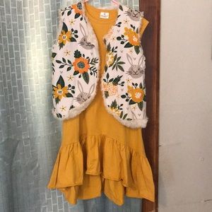 Sleeveless Little Girls Dress with Vest